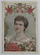Art Nouveau, Lady head & shoulders, grey background, french publisher, rare   (1)