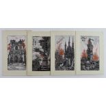Flames, Albert 1914, Amiens La Cathedrale, Arras 1915 & Louvain 1914, by Deffrene   (4)