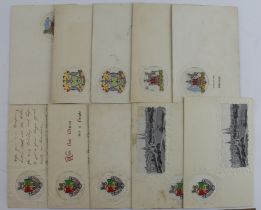 Crests & Arms of different places, some with views, varieties by Stevens (approx 10 cards)