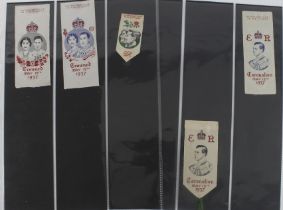 Coronation of George VI 1937, silk bookmarks by various manufacturers (5)