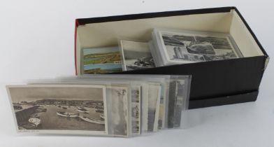 Dorset range of old postcards loose in a shoebox, noted West Bay, Bridport, Seatown, etc (approx
