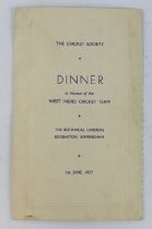 Cricket interest - The Cricket Society Dinner (Menu) in Honour of the West Indies Cricket Team 1st