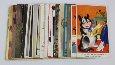 Cats, small original collection, Thiele, Barnes, comic, etc   (approx 24 cards)