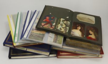 Box full of various collections of old postcards in modern and old albums (qty) Buyer collects