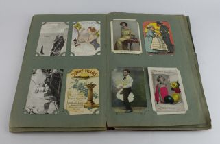 Distressed vintage album housing original mixed selection, better noted   (approx 195 cards)