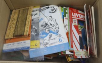 Football - large box with a very useful selection of English, Irish and Scottish programmes from the