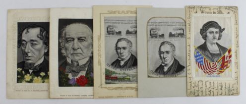 A small selection of personalities, Columbus, Stephenson, Gladstone, etc   (5)