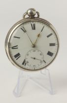 Gents silver cased open face key-wind pocket watch, London 1779. The white enamel dial with Roman