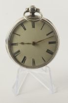 Gents silver cased open face key-wind pocket watch, London 1841. The white enamel dial with Roman