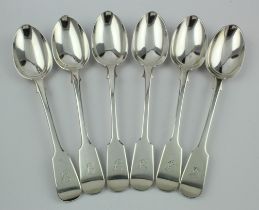 Six very good quality heavy Victorian silver pattern tablespoons (all items are initialled "S" at