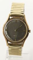 Gents 9ct cased Bentima Star manual wind wristwatch. Import marks for Glasgow 1962. The grey dial