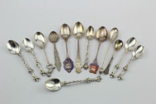 Mixed lot of silver flatware comprising nine spoons with British hallmarks (five are Victorian and