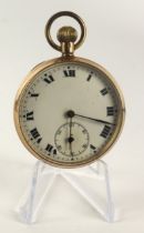 Gents 9ct cased open face stem-wind pocket watch, hallmarked London 1921. The white enamel dial with