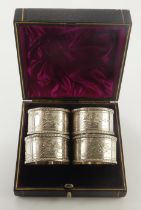 Silver set of four napkin rings, hallmarked 'P.A&S, Sheffield 1900/1901', not engraved, contained in