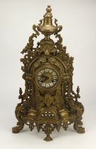 Large reproduction ormolu mantel clock, with Roman numerals to dial, height 61cm approx. (