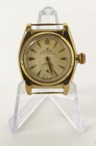 Rolex Oyster Speedking 9ct cased manual wind gents wristwatch. The creamed dial with gilt hour