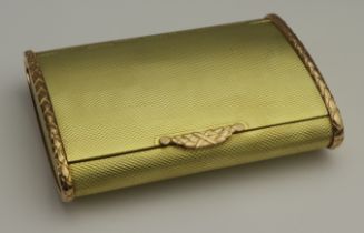 18ct gold cigarette case by Cartier, hallmarked Jacques Cartier London 1933. The engine turned