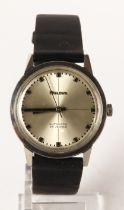 Gents stainless steel cased Bulova automatic wristwatch, circa 1960s. The silvered dial with a black