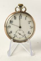 Gents silver .800 cased open face stem-wind pocket watch by Zenith, Swiss hallmarks. The white