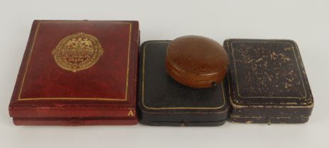 Four antique pocket watch boxes, AF