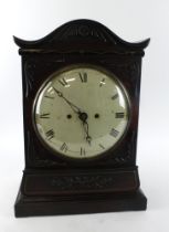 Bracket clock, with fussee movement, circa 19th Century, Roman numerals to dial, pendulum and keys