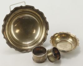 Mixed Silver. A group of four silver hallmarked items, comprising bon bon dish with pedestal base (