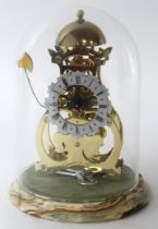 Skeleton clock by Thwaites & Reed, on a marble base with glass dome, ticks but not chiming, dome