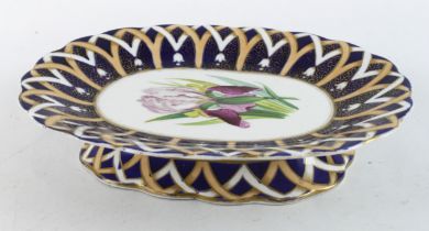 Attractive footed Tazza c1830-1850, possibly Davenport and probably hand painted.