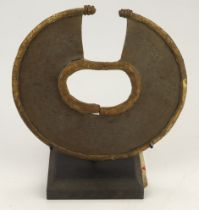 Kenyan Pokot (Turkana) Karamajong wrist knife. Circular blade with central hole with opening for the