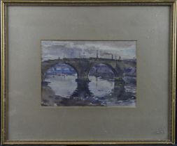 Murray Urquhart (1880-1972). Watercolour, depicting a bridge over water, information & titled to