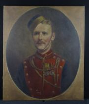 Military interest. Oil on canvas, depicting a Victorian soldier, served East and West Africa