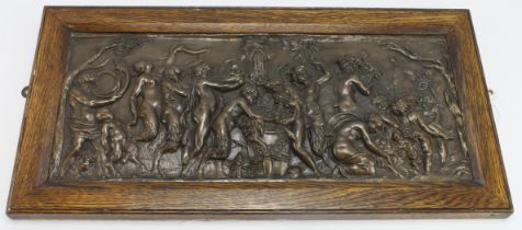 After Claude Michel (1738-1814, Clodion). Bronze plaque depicting the Sacrifice of Bacchus,
