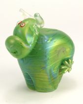 John Ditchfield Glasform cow paperweight, makers label to base and etched 'J. Ditchfield,