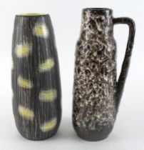 Beswick 1960's Sgraffito vase (black & yellow) and a West German " Fat Lava" Jug No'd 275/28