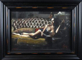 Fabian Perez (b. 1967). Limited edition embellished canvas on board 'Study for Saba with Letter