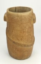 S. African cylindrical Milk Pail (Zulu) Decorated with an asymmetrical carved band and pair of