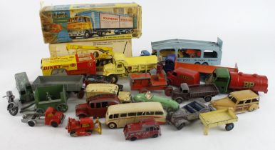 Diecast. A collection of playworn diecast models, makers include Dinky, Corgi, etc., includes