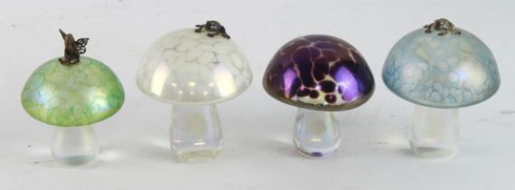 John Ditchfield. Four John Ditchfield Glasform mushroom paperweights, two with froms & one with