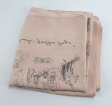 Ascher scarf, with a design by Feliks Topolski, titled 'In good King Charles' Golden Days', diameter
