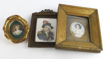 Portraits. Three framed portrait, including one signed 'Windboy' (?) depicting a Naval Gentleman,