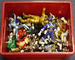 Action figures. A collection of various mostly Action figures, including Bandai Power Rangers, etc.