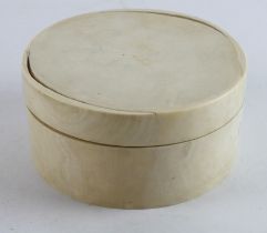 Fossilised Mammoth tusk trinket box, contemporary Victorian label to base, some cracks, height