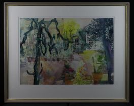 Olwen Jones (British, Suffolk. 1945) Watercolour titled 'Garden of Delights, Valetta'. Signed by the