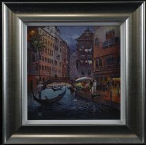 Henderson Cisz (b. 1960). Limited edition embellished canvas on board 'Venice by Night', limited