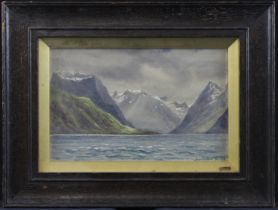 Gertrude Martineau (1840-1924). Watercolour depicting a Norwegian mountain range, signed by artist