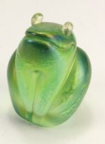 John Ditchfield Glasform frog paperweight, makers label to base and etched 'J. Ditchfield,