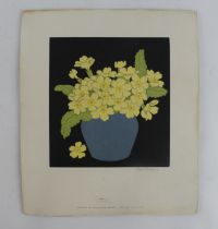 John Hall Thorpe (1874-1947). Woodcut print 'Primroses', signed in pencil by artist to lower