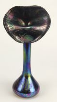 John Ditchfield Glasform 'Jack in the Pulpit' vase, makers label to base and etched 'J.