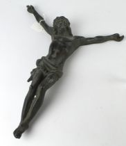 Heavy brass Jesus Christ figure in crucifix pose, height 43cm, width 34cm approx.