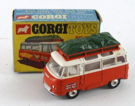 Corgi Toys, no. 508 'Holiday Camp Special Commer Bus' (orange / white), with luggage cover and two